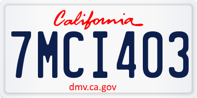 CA license plate 7MCI403