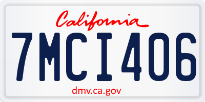 CA license plate 7MCI406