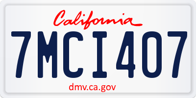 CA license plate 7MCI407