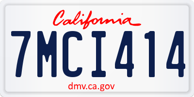 CA license plate 7MCI414
