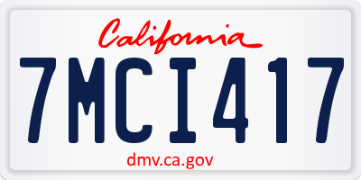 CA license plate 7MCI417