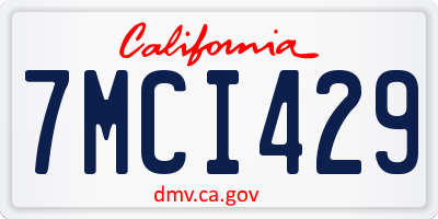 CA license plate 7MCI429