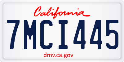 CA license plate 7MCI445