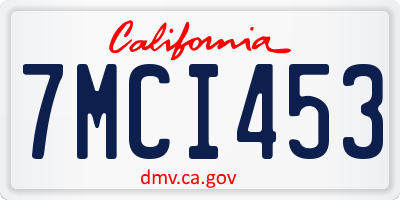 CA license plate 7MCI453