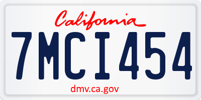 CA license plate 7MCI454