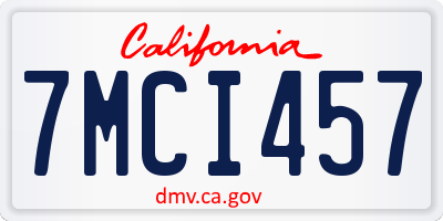 CA license plate 7MCI457