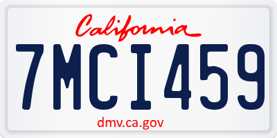 CA license plate 7MCI459