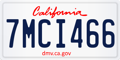CA license plate 7MCI466