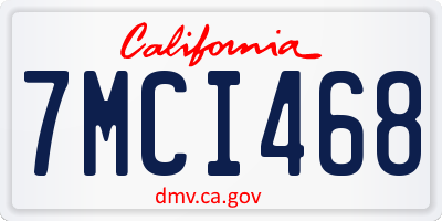 CA license plate 7MCI468
