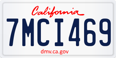 CA license plate 7MCI469
