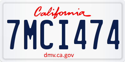 CA license plate 7MCI474