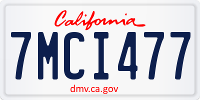 CA license plate 7MCI477