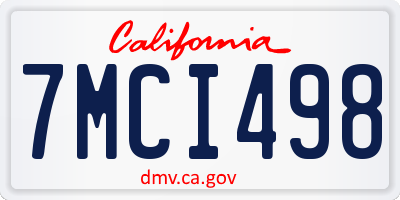 CA license plate 7MCI498