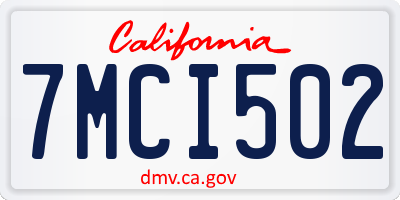 CA license plate 7MCI502