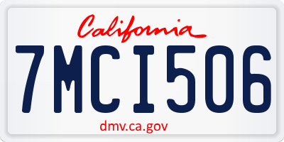 CA license plate 7MCI506
