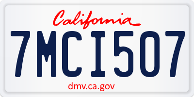 CA license plate 7MCI507