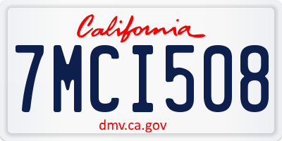 CA license plate 7MCI508