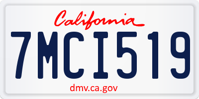 CA license plate 7MCI519