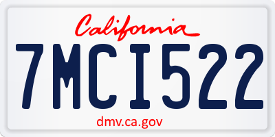 CA license plate 7MCI522