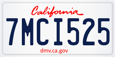 CA license plate 7MCI525