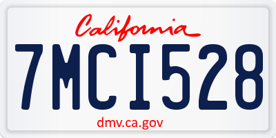 CA license plate 7MCI528