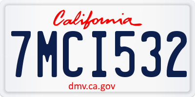 CA license plate 7MCI532