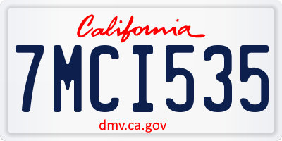 CA license plate 7MCI535