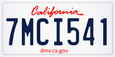 CA license plate 7MCI541