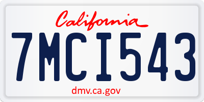 CA license plate 7MCI543