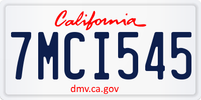 CA license plate 7MCI545