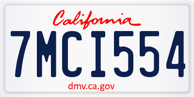 CA license plate 7MCI554