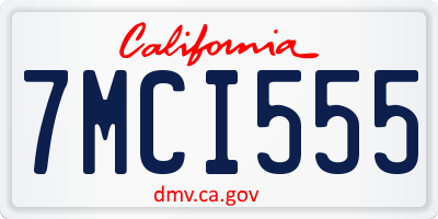 CA license plate 7MCI555