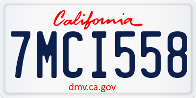 CA license plate 7MCI558
