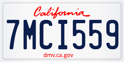 CA license plate 7MCI559