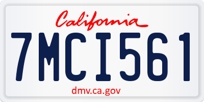 CA license plate 7MCI561