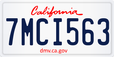 CA license plate 7MCI563
