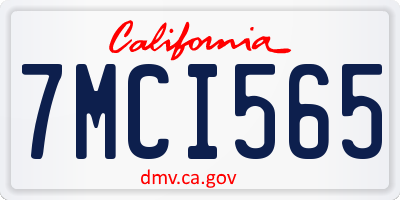 CA license plate 7MCI565