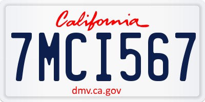 CA license plate 7MCI567
