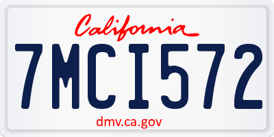 CA license plate 7MCI572