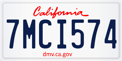 CA license plate 7MCI574