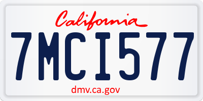 CA license plate 7MCI577