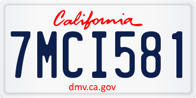 CA license plate 7MCI581