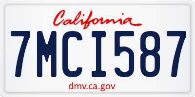 CA license plate 7MCI587