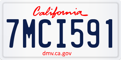 CA license plate 7MCI591