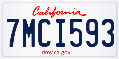 CA license plate 7MCI593