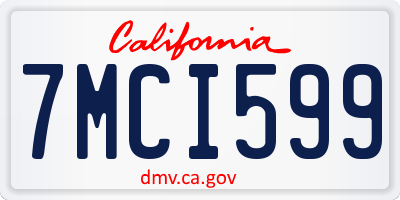 CA license plate 7MCI599