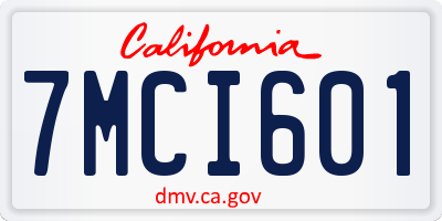CA license plate 7MCI601