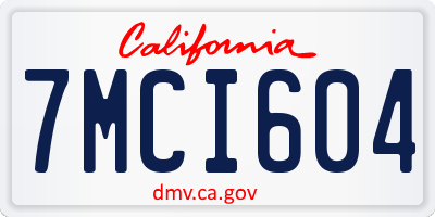 CA license plate 7MCI604