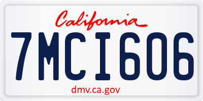 CA license plate 7MCI606