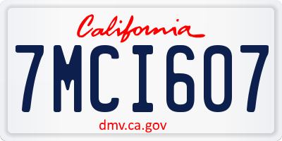 CA license plate 7MCI607